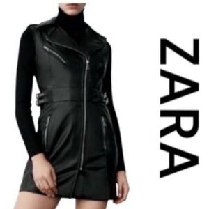 Zara Black Leather Vest